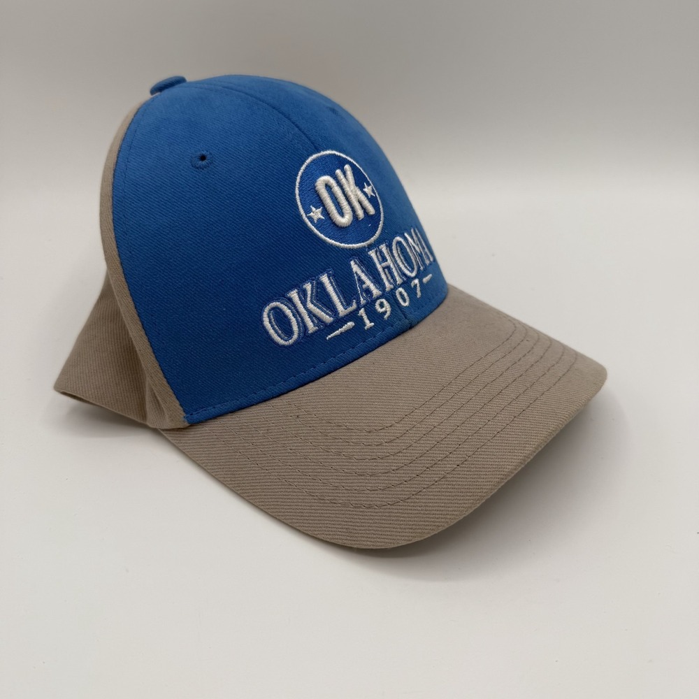 Oklahoma‎ 1907 embroidered trucker hat Captivating OK snapback tan blue cap